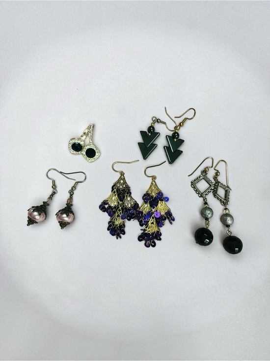 Others Jewelry - 5 Pairs Whimsigoth Dark Academia Earrings Bundle Vintage Purple Sequin set